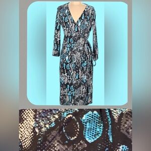 NWT Felicity & Coco wrap dress sz S animal snake print light blue black gray